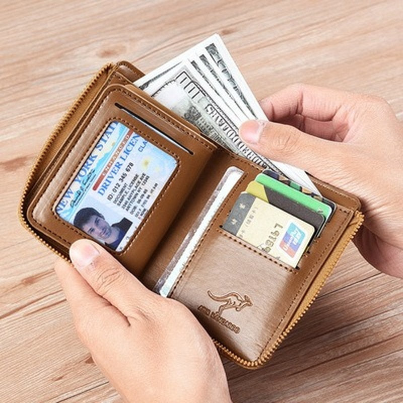 Carteira Masculina de Couro Kangaroo - Estilo e Tecnologia no Seu Bolso