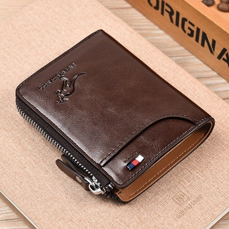 Carteira Masculina de Couro Kangaroo - Estilo e Tecnologia no Seu Bolso