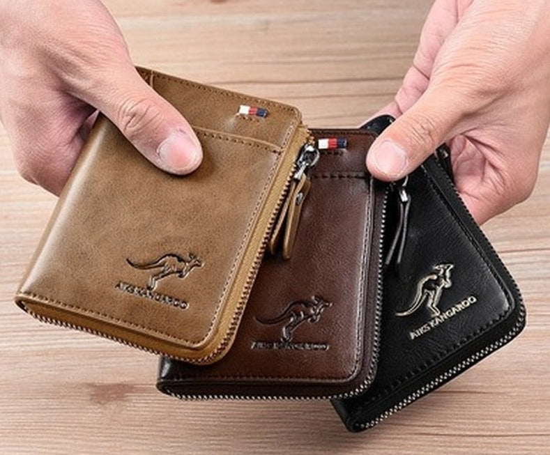 Carteira Masculina de Couro Kangaroo - Estilo e Tecnologia no Seu Bolso